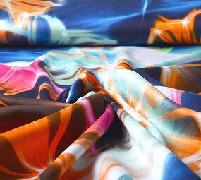 100% Viskose Digital Printed Neon Blau Orange 100% Viskose Digital Printed Neon Blau Orange