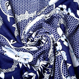Jersey Viscose Lacquar Bunga Fleur Bleu Marine