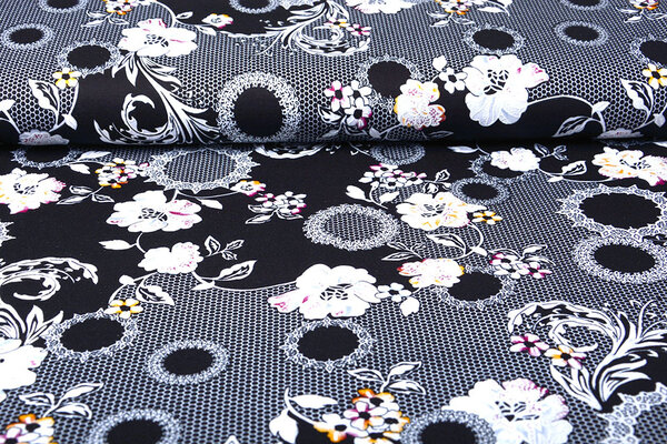 Jersey Viscose Lacquar Bunga Fleur Noir Jersey Viscose Lacquar Bunga Fleur Noir