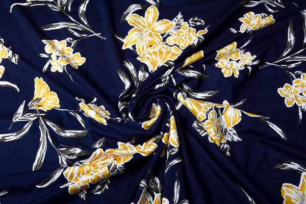 Viscose Jersey Lacquar Lule Navy Yellow Viscose Jersey Lacquar Lule Navy Yellow