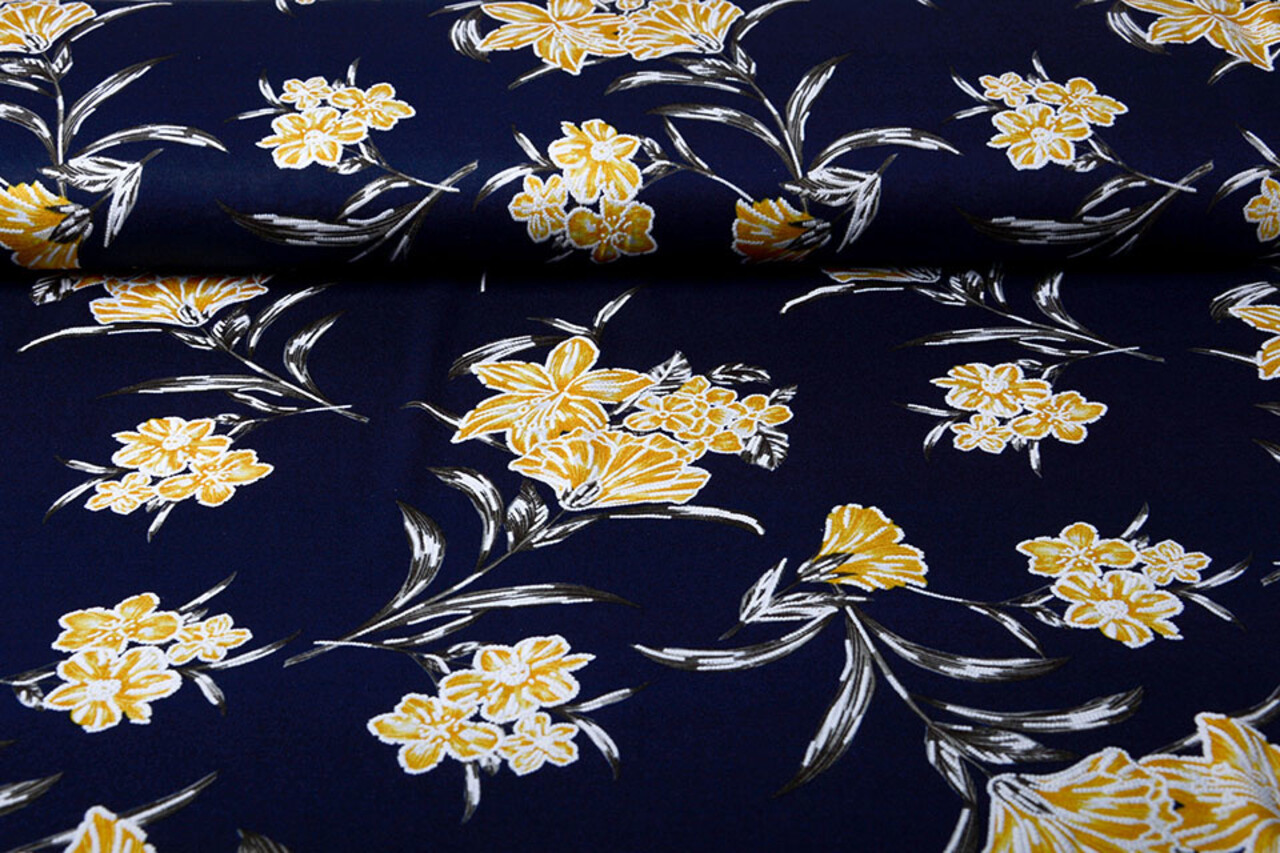 Viscosa Jersey Laccato Lule Blu Navy Giallo Viscosa Jersey Laccato Lule Blu Navy Giallo