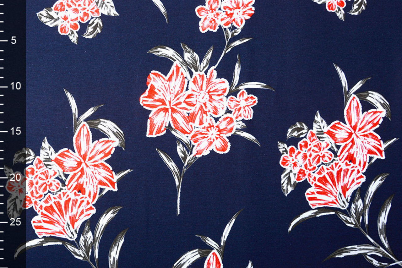 Viscose Jersey Lacquar Lule Marine Rood