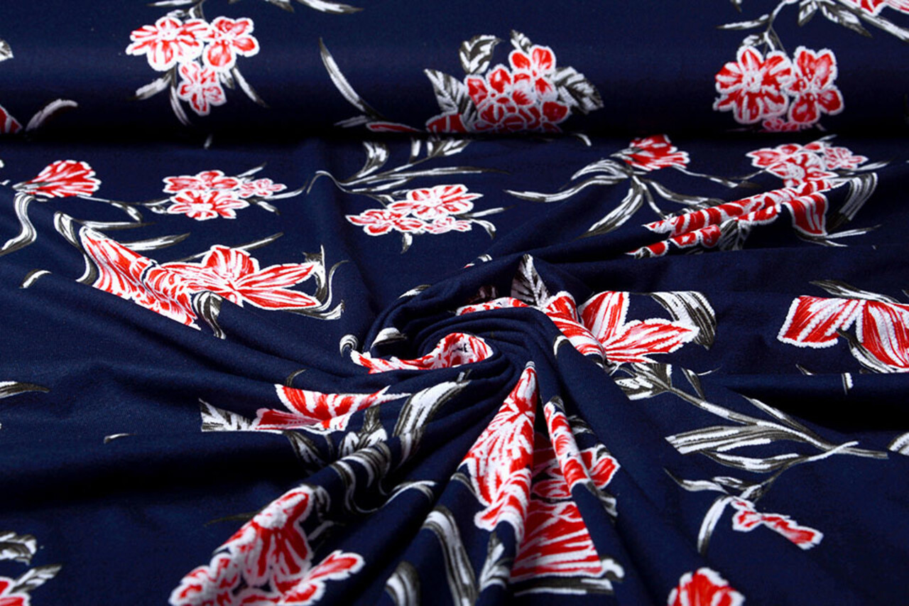 Viscose Jersey Lacquar Lule Navy Red