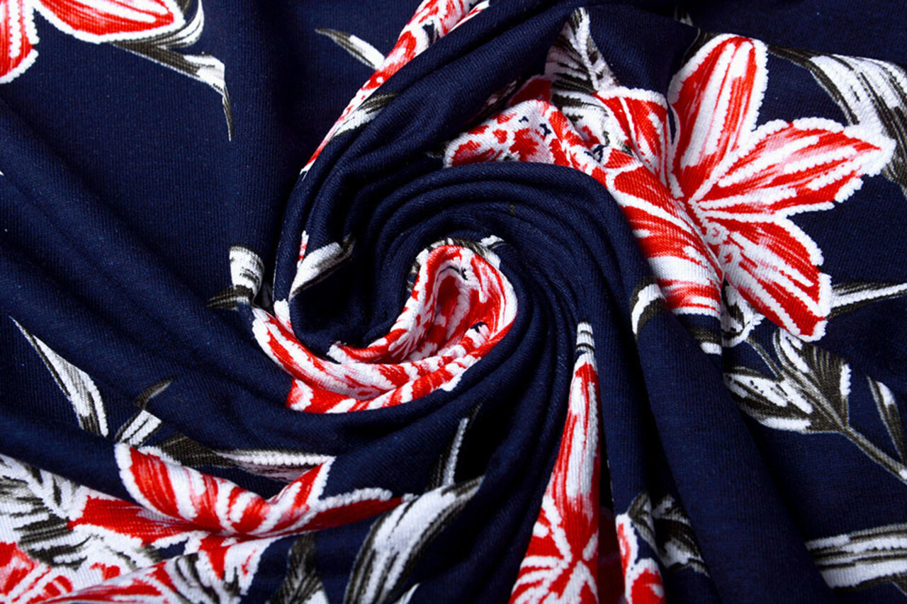 Viscose Jersey Lacquar Lule Marine Rood