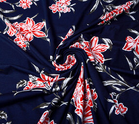 Viscose Jersey Lacquar Lule Navy Red Viscose Jersey Lacquar Lule Navy Red