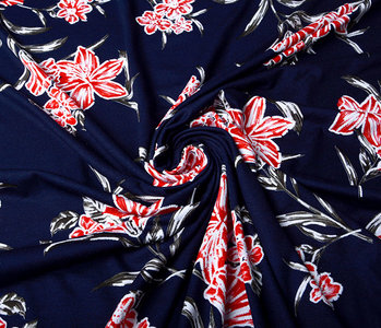 Viscose Jersey Lacquar Lule Navy Red