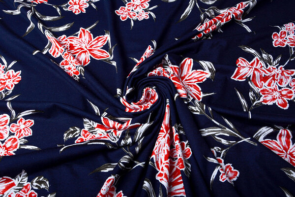 Viscose Jersey Lacquar Lule Marine Rood