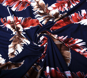 Viscose Jersey Lacquar Pluma Navy Red Viscose Jersey Lacquar Pluma Navy Red