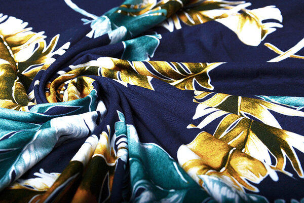 Viscosa Jersey Laccato Pluma Blu Navy Verde