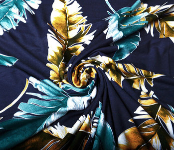 Viscose Jersey Lacquar Pluma Navy Green