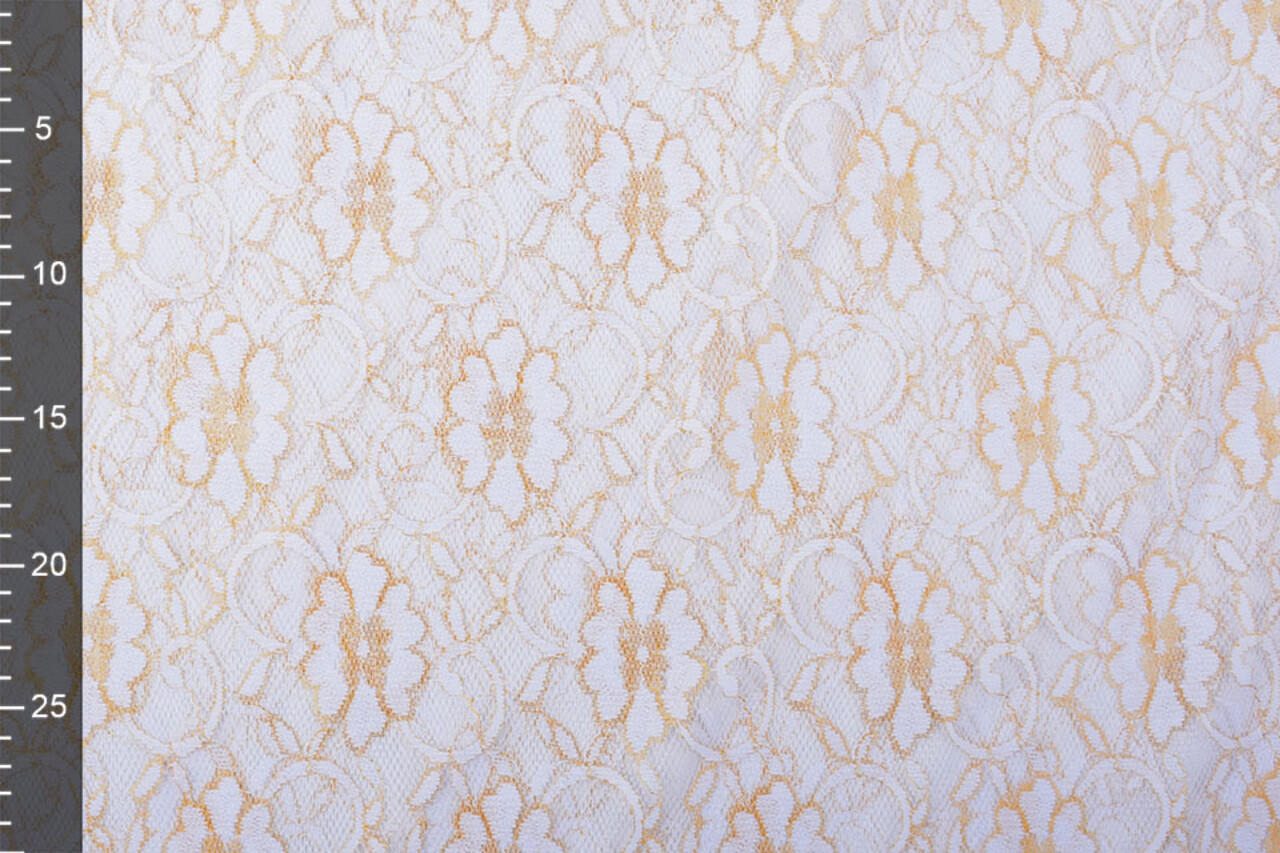 SpitzenStoff Fiori Weiß Gold