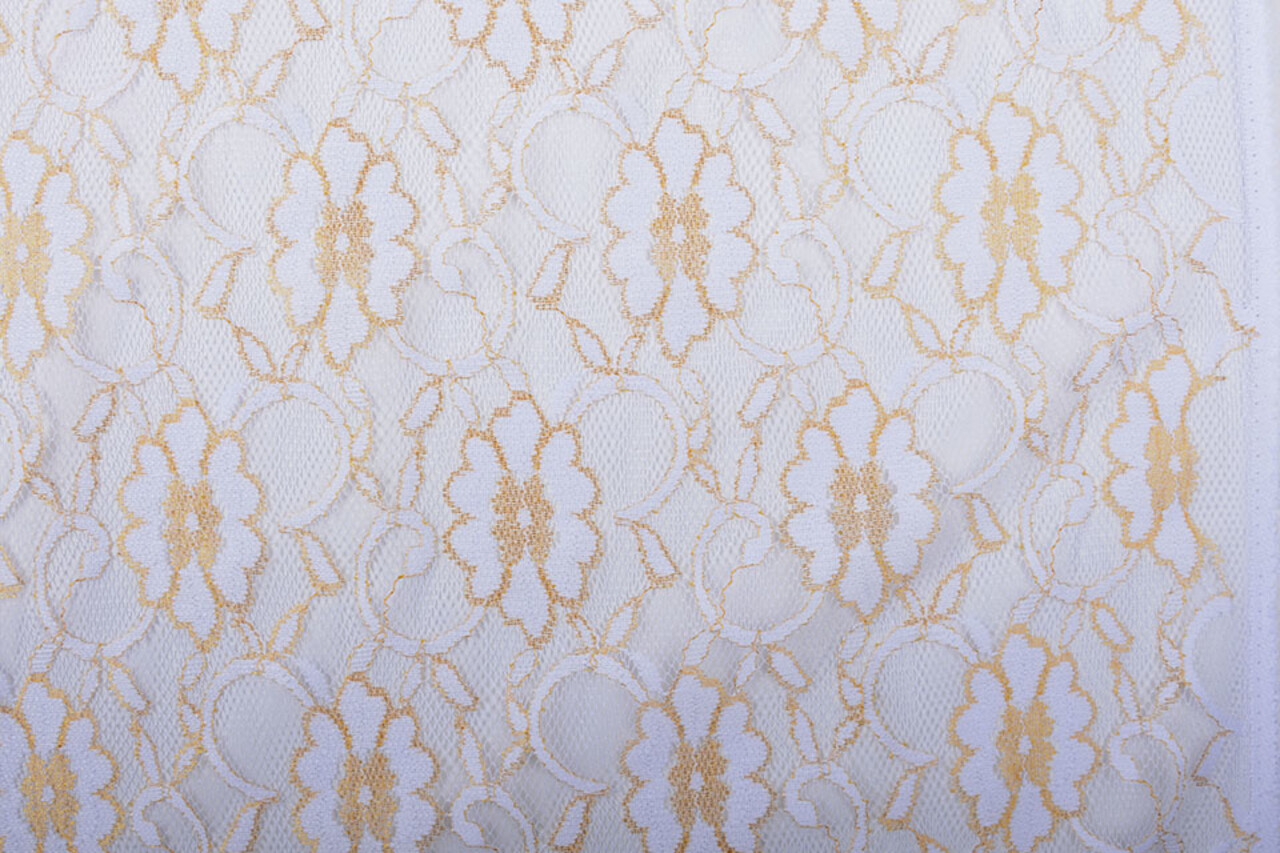 SpitzenStoff Fiori Weiß Gold