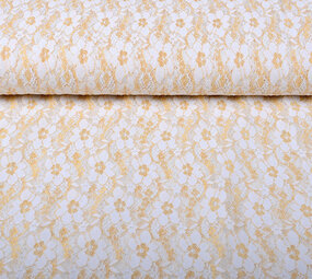 SpitzenStoff Ziedri Weiß Gold SpitzenStoff Ziedri Weiß Gold