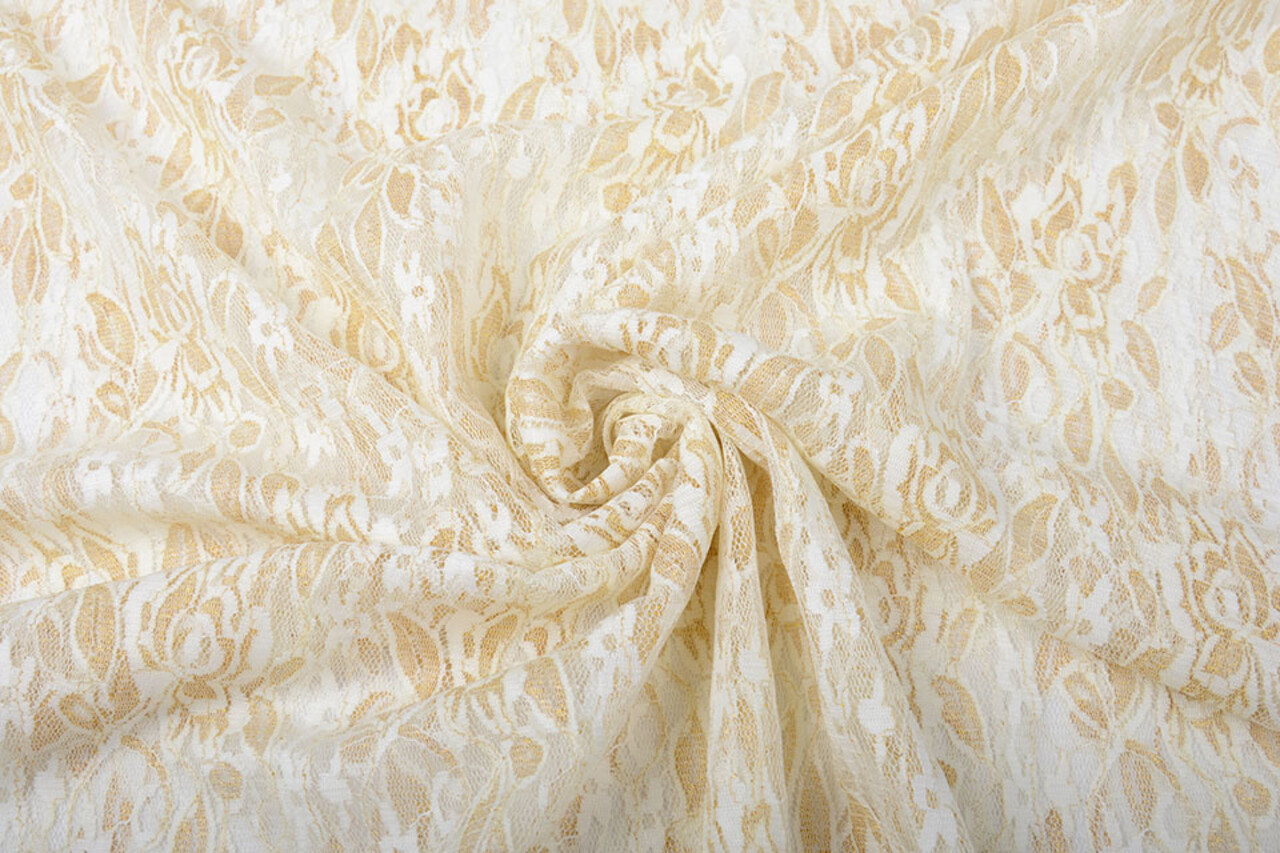 SpitzenStoff Putiputi Elfenbein Gold