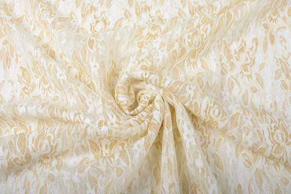 SpitzenStoff Putiputi Elfenbein Gold