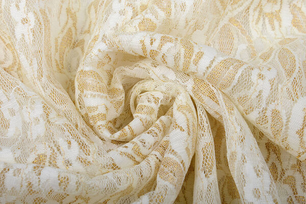 SpitzenStoff Putiputi Elfenbein Gold