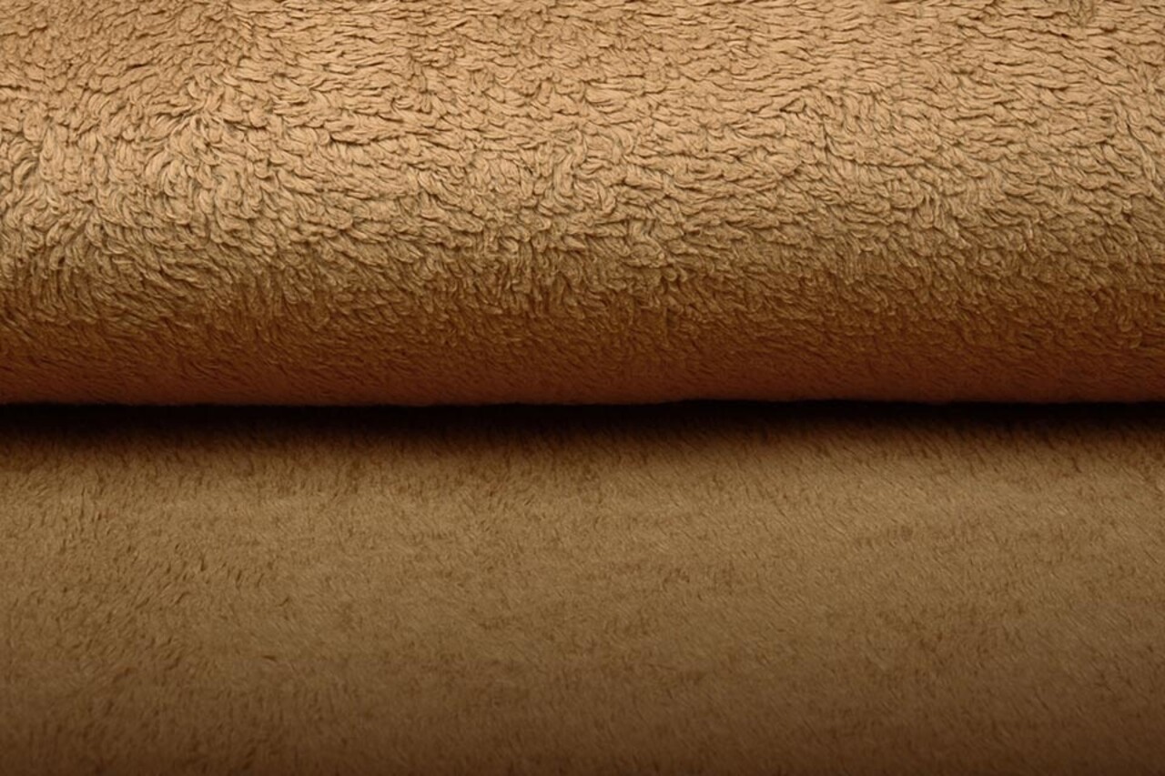 Coton Teddy Tissu Clair Marron Moka