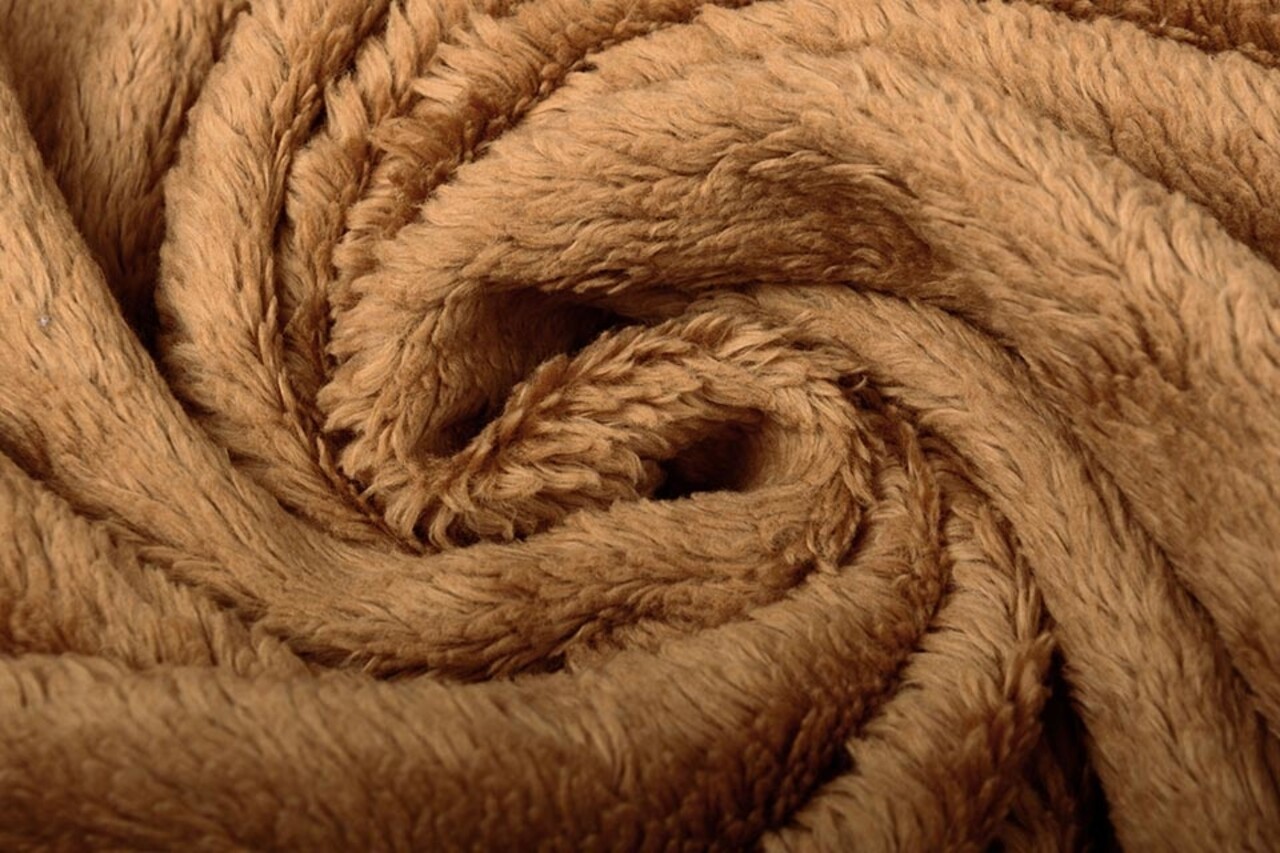 Coton Teddy Tissu Clair Marron Moka