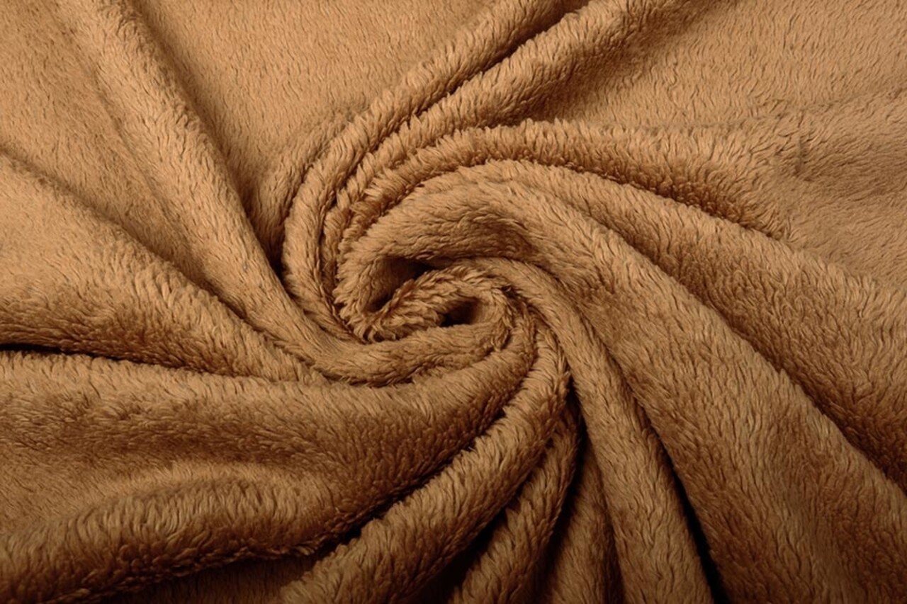 Coton Teddy Tissu Clair Marron Moka
