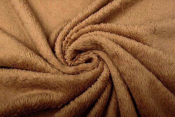 Coton Teddy Tissu Clair Marron Moka
