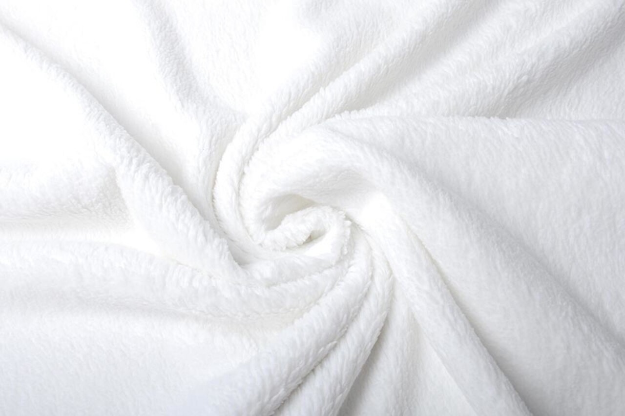 Tessuto Teddy di Cotone Bianco Tessuto Teddy di Cotone Bianco