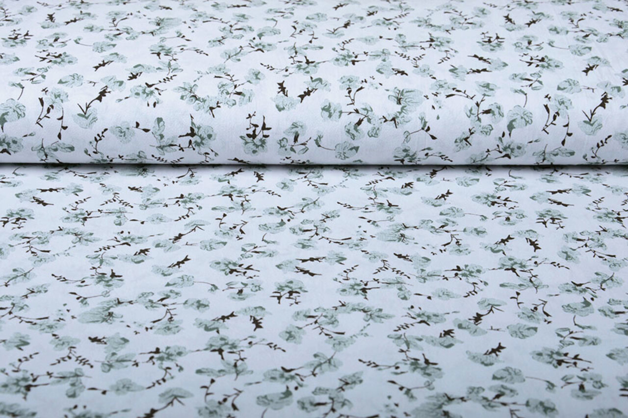 100% Gewaschene Baumwolle Trandafiri Blumen Alt Grün