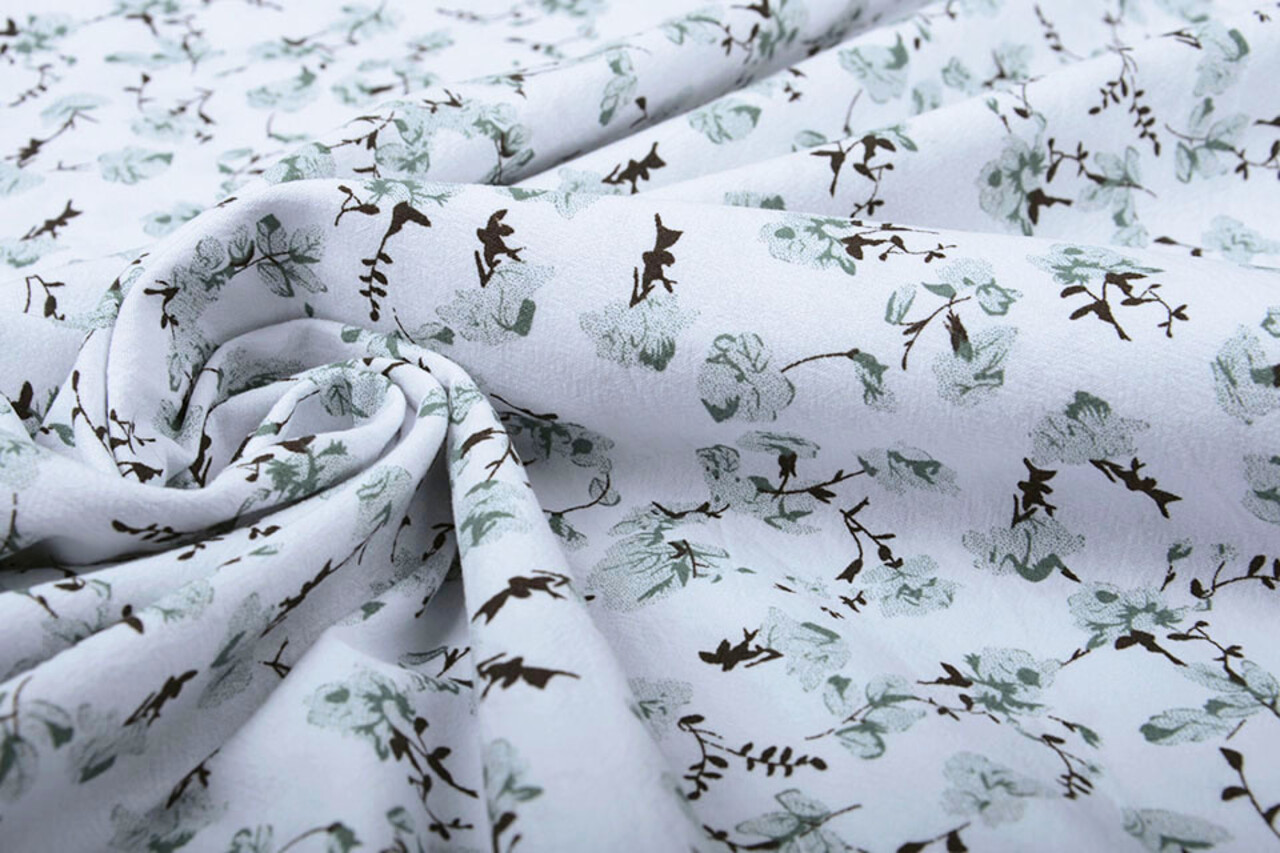 100% Washed Cotton Trandafiri Flowers Old Green