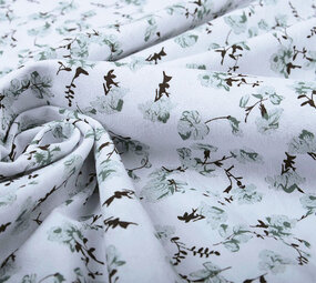 100% Gewaschene Baumwolle Trandafiri Blumen Alt Grün