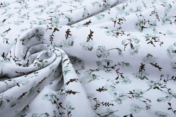 100% Washed Cotton Trandafiri Flowers Old Green