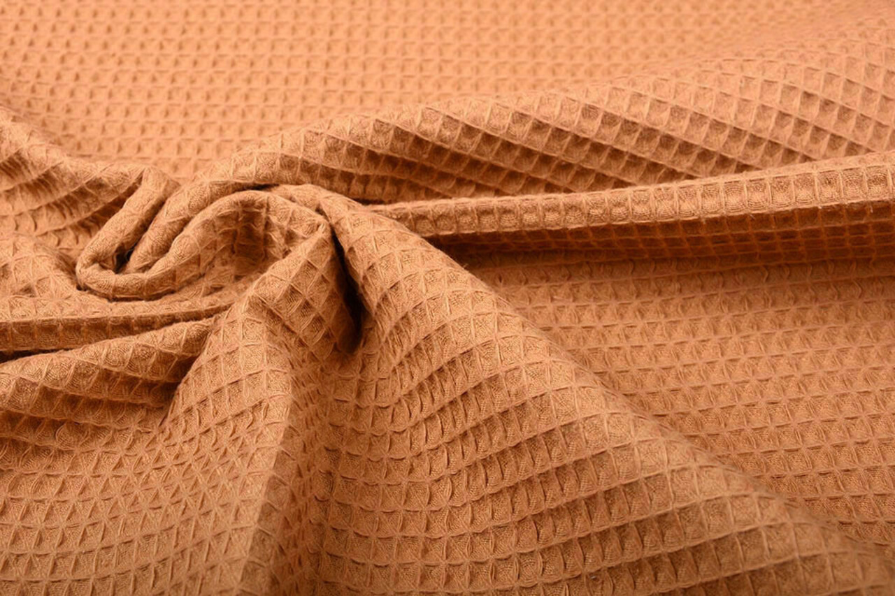 Oeko-Tex®  Waffelpiqué Baumwolle Cognac Oeko-Tex®  Waffelpiqué Baumwolle Cognac