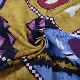 Batik Motiv Ocker Blau Lila Batik Motiv Ocker Blau Lila