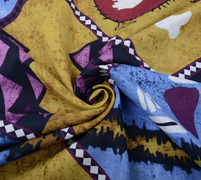 Batik Estampado Ocre Azul Morado Batik Estampado Ocre Azul Morado