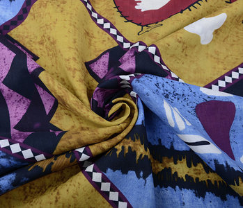 Batik Print  Ocher Blue Purple