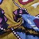 Batik Motiv Ocker Blau Lila