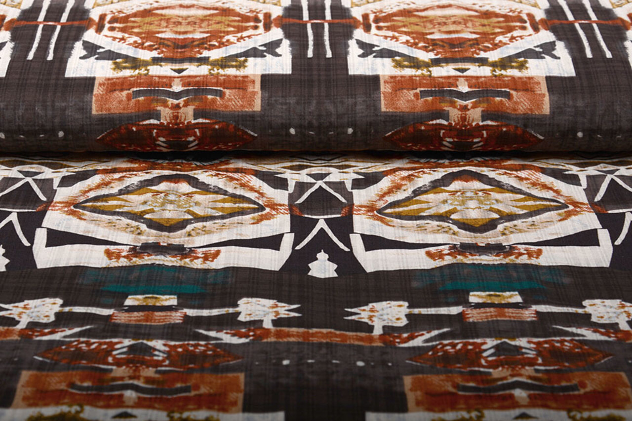 Baumwolle Viskose Kujundama Braun Baumwolle Viskose Kujundama Braun