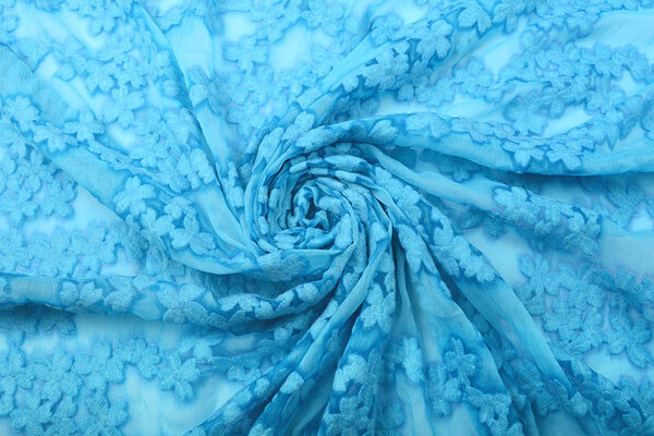 Ricamato Chiffon Aurora Blu