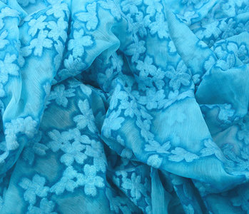 Geborduurd Chiffon Aurora Blauw