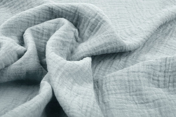 Oeko-Tex® Coton Double Gaze Tissu Bleu Gris Oeko-Tex® Coton Double Gaze Tissu Bleu Gris