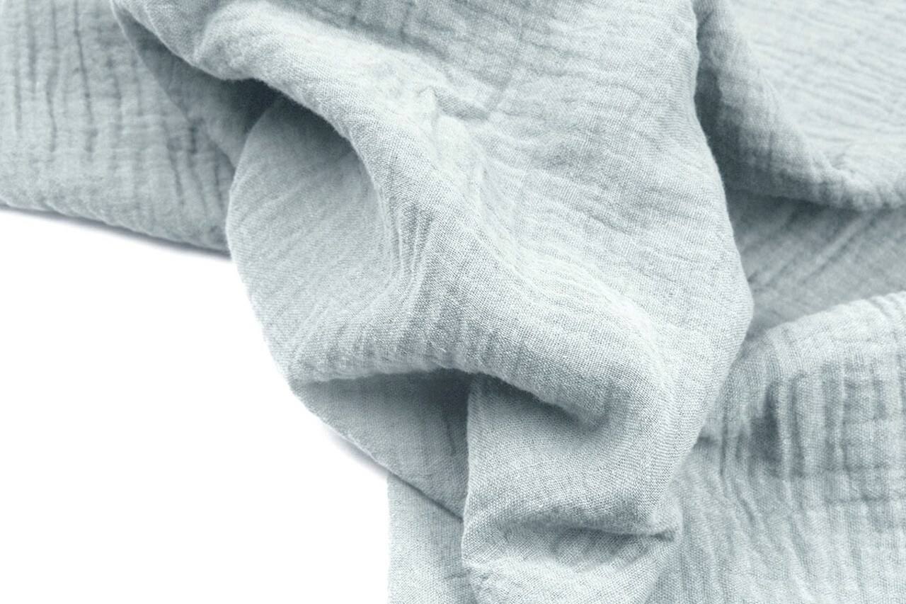 Oeko-Tex® Baumwoll Musselin Stoff Blau Grau Oeko-Tex® Baumwoll Musselin Stoff Blau Grau