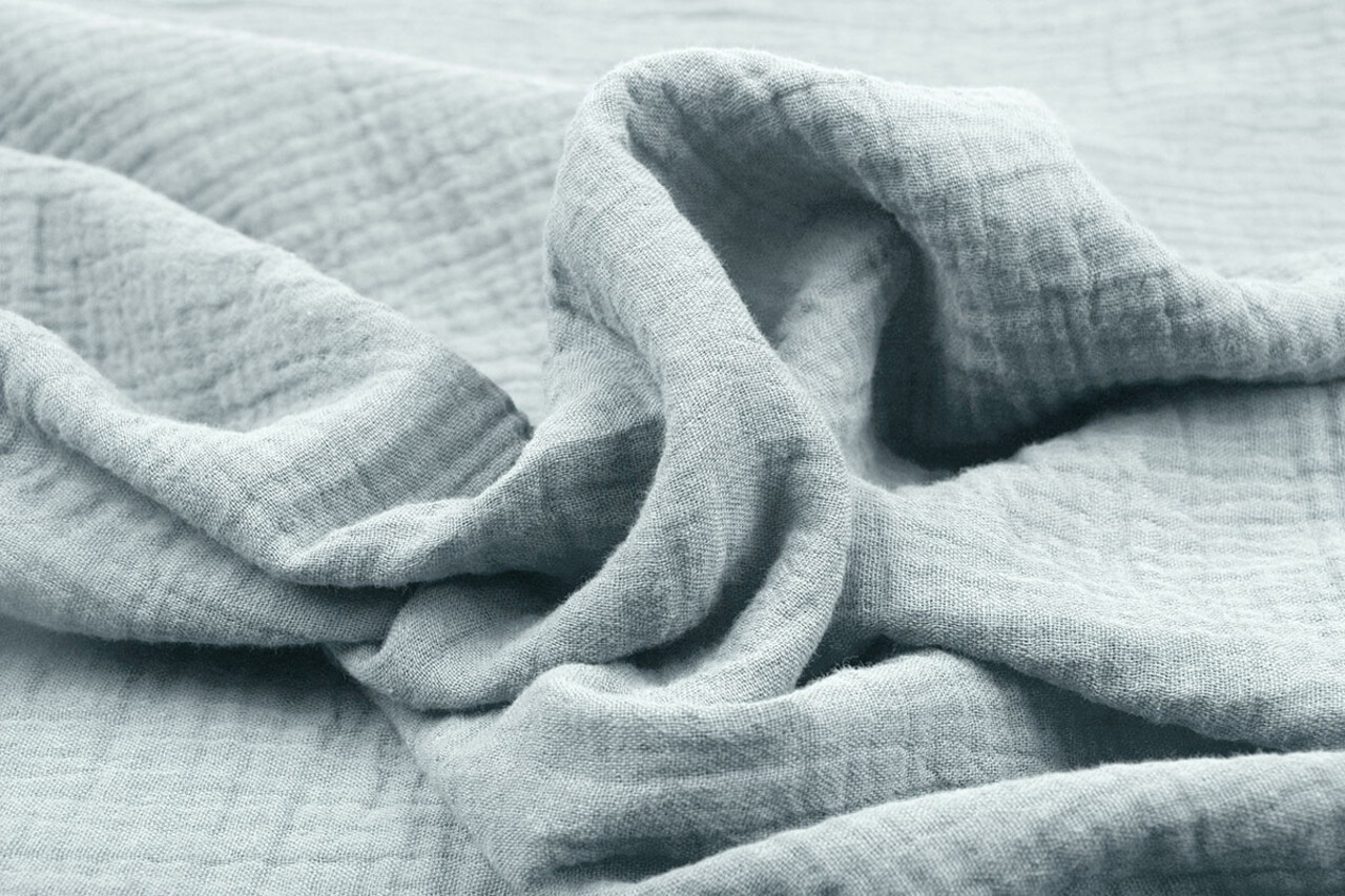 Oeko-Tex® Tessuto di Mussola Blu Grigio Oeko-Tex® Tessuto di Mussola Blu Grigio