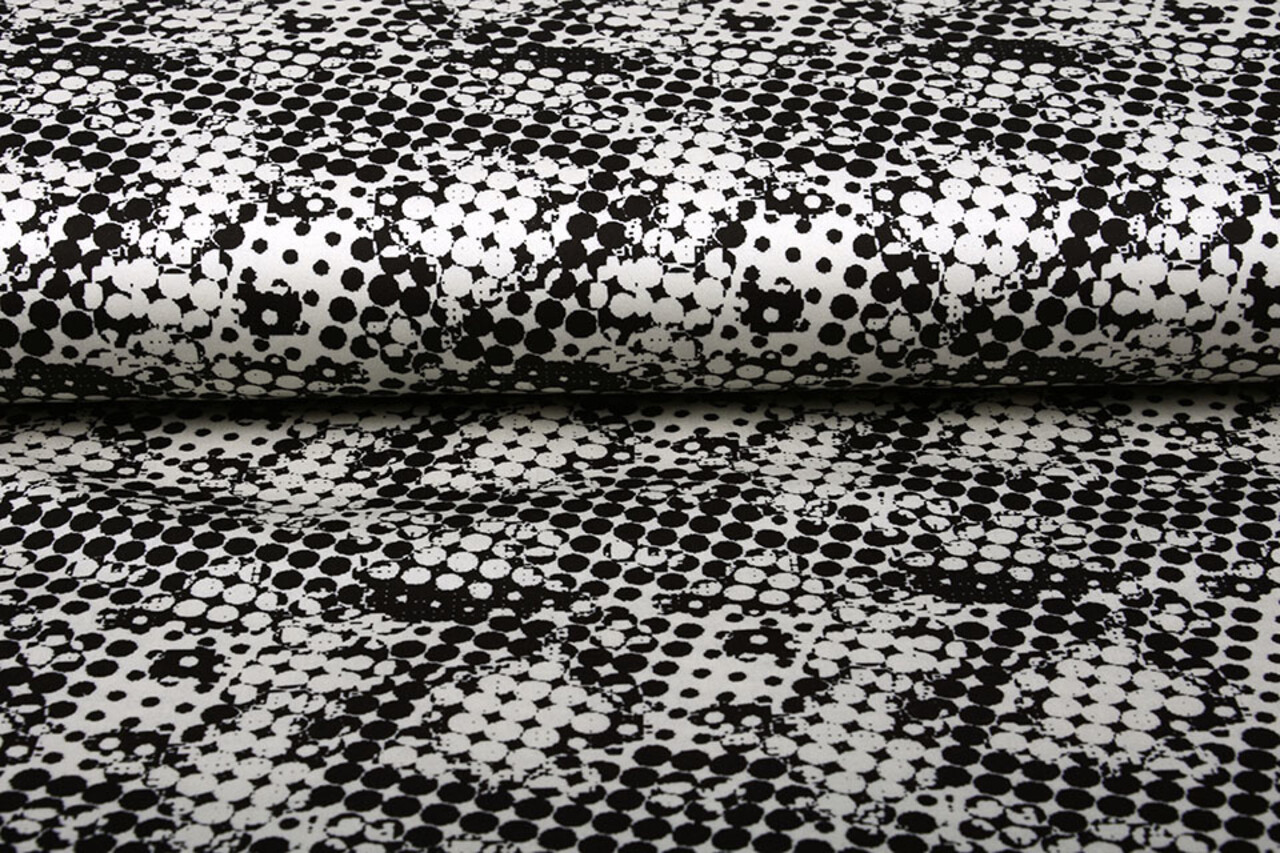 Digital Stretch Cotton Spots Black White Digital Stretch Cotton Spots Black White