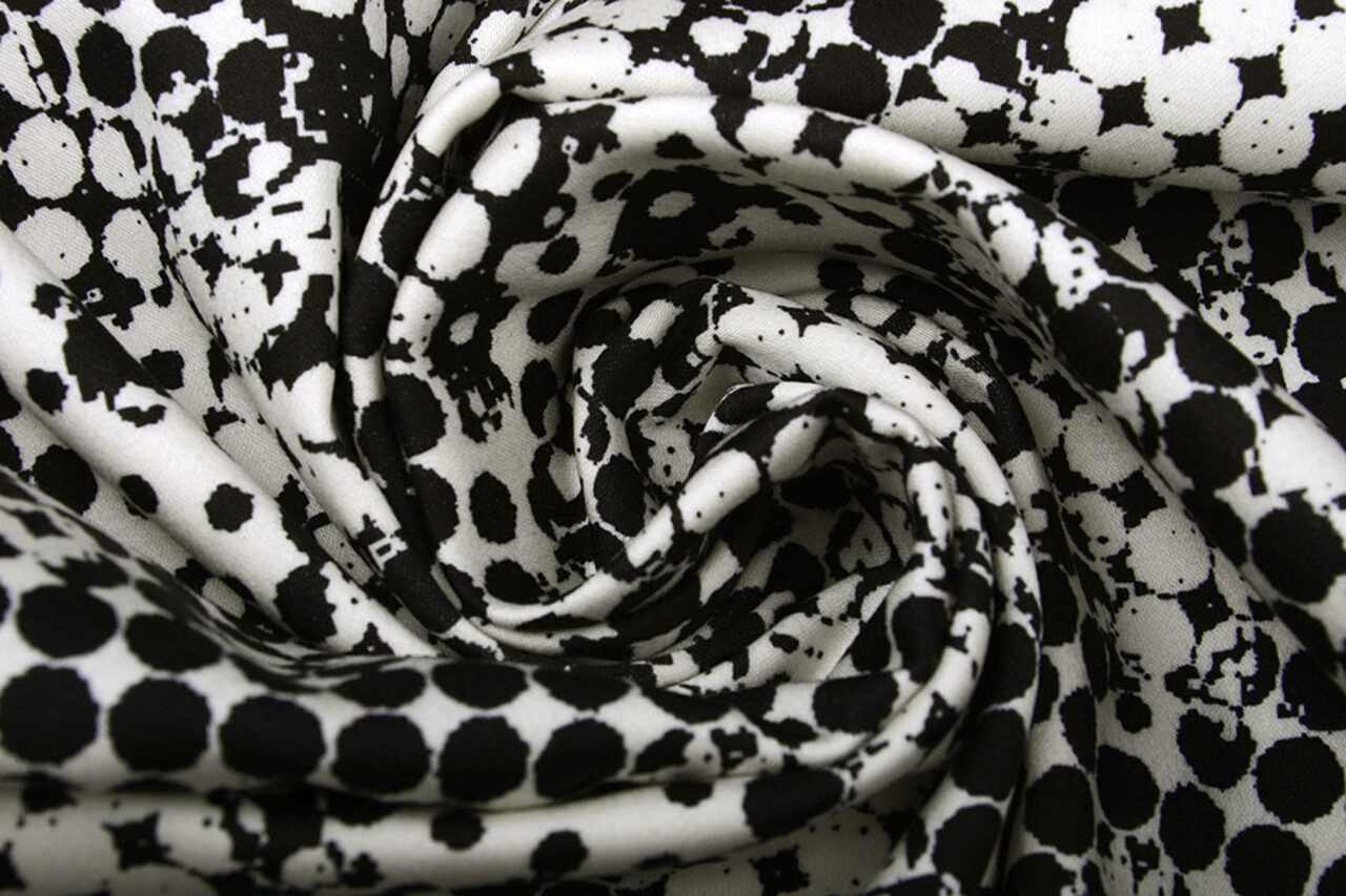 Digital Stretch Cotton Spots Black White Digital Stretch Cotton Spots Black White