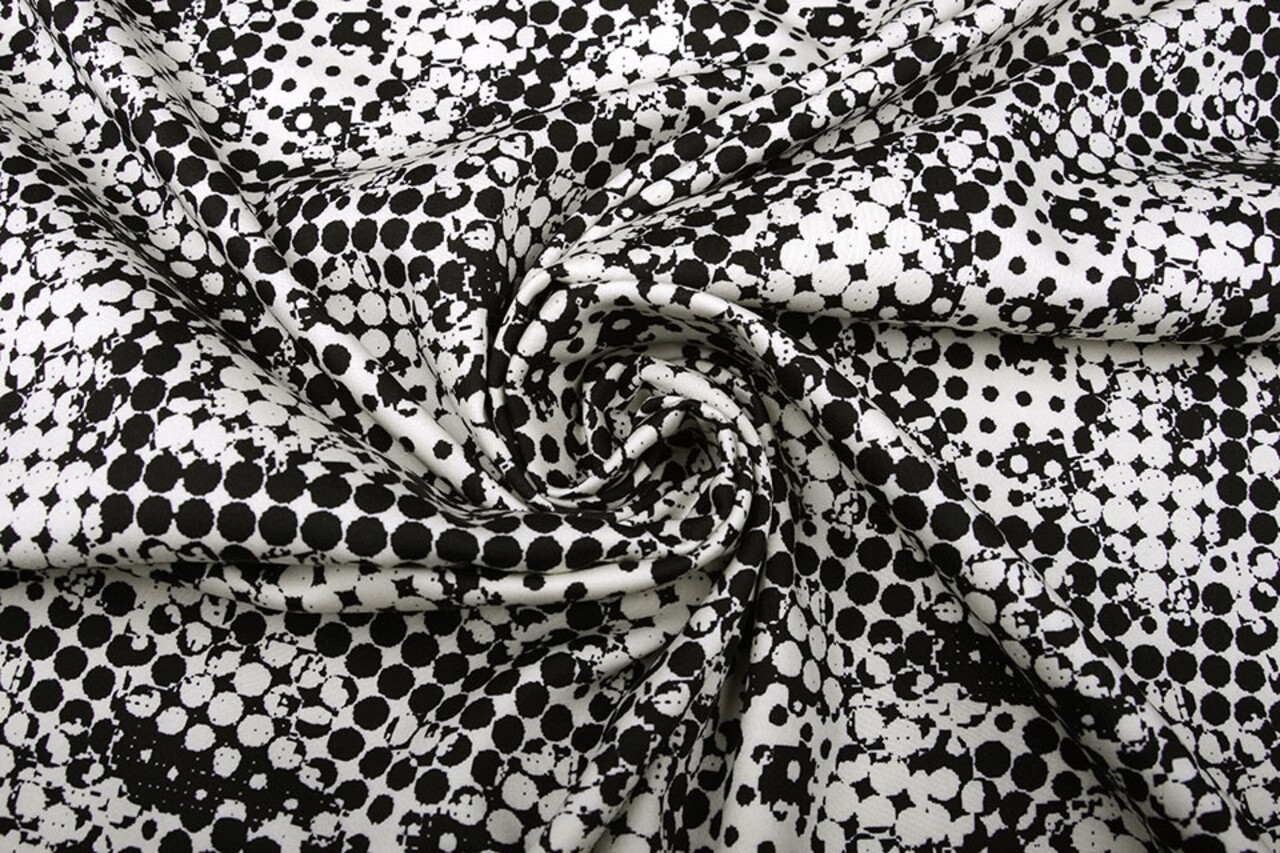 Digitale Stretch Cotone Spots Nero Bianco Digitale Stretch Cotone Spots Nero Bianco