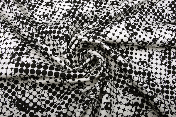 Digital Stretch Cotton Spots Black White Digital Stretch Cotton Spots Black White