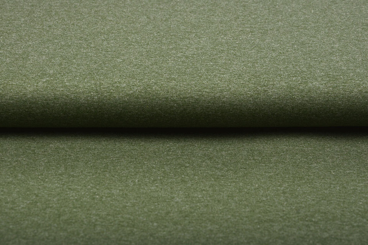 Oeko-Tex®  Jersey Stoff Baumwolle Armee Melange Oeko-Tex®  Jersey Stoff Baumwolle Armee Melange