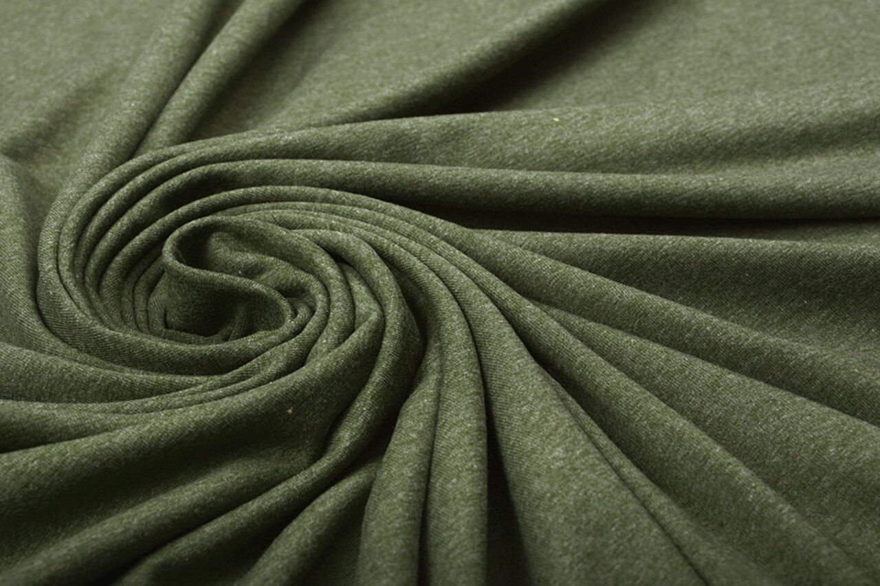 Oeko-Tex®  Jersey Stoff Baumwolle Armee Melange Oeko-Tex®  Jersey Stoff Baumwolle Armee Melange