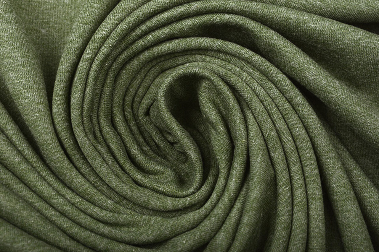 Oeko-Tex®  Jersey Stoff Baumwolle Armee Melange Oeko-Tex®  Jersey Stoff Baumwolle Armee Melange