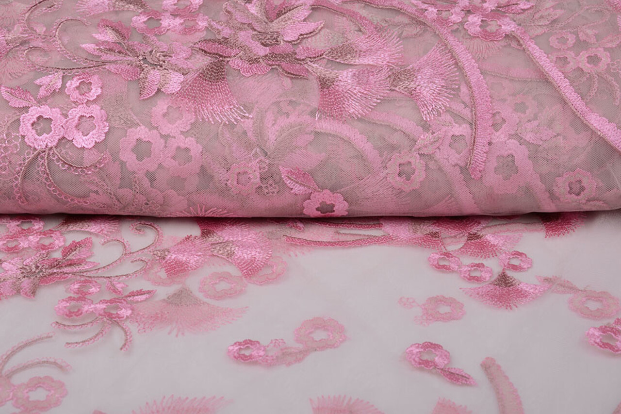 Résille Brodé Kipas Rose