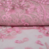 Mesh Embroidered Kipas Pink Mesh Embroidered Kipas Pink