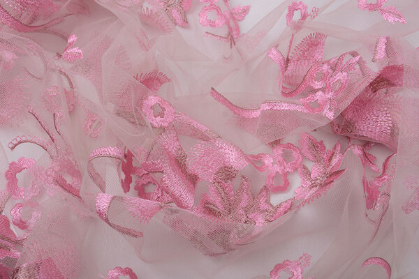 Mesh Geborduurd Kipas Roze Mesh Geborduurd Kipas Roze